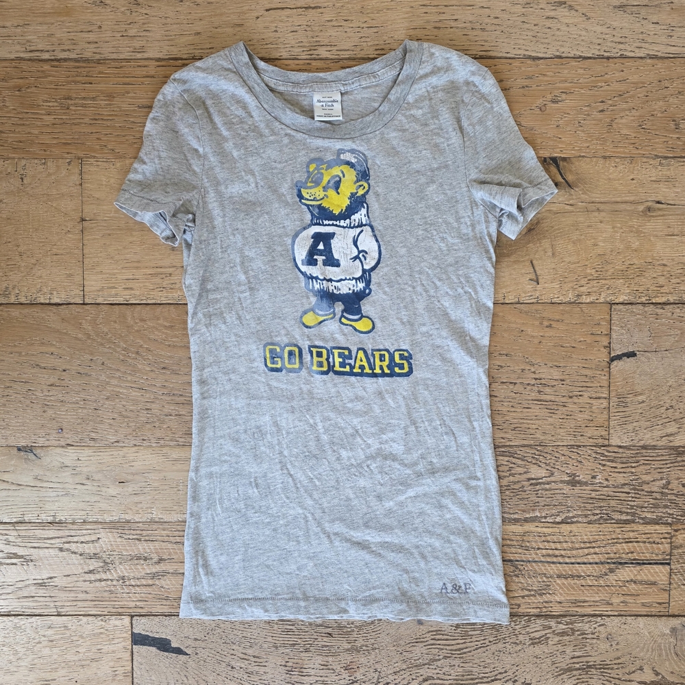 y2k 2000's Abercrombie & Fitch Gray Go Bears T-Shirt baby tee 2000's preppy